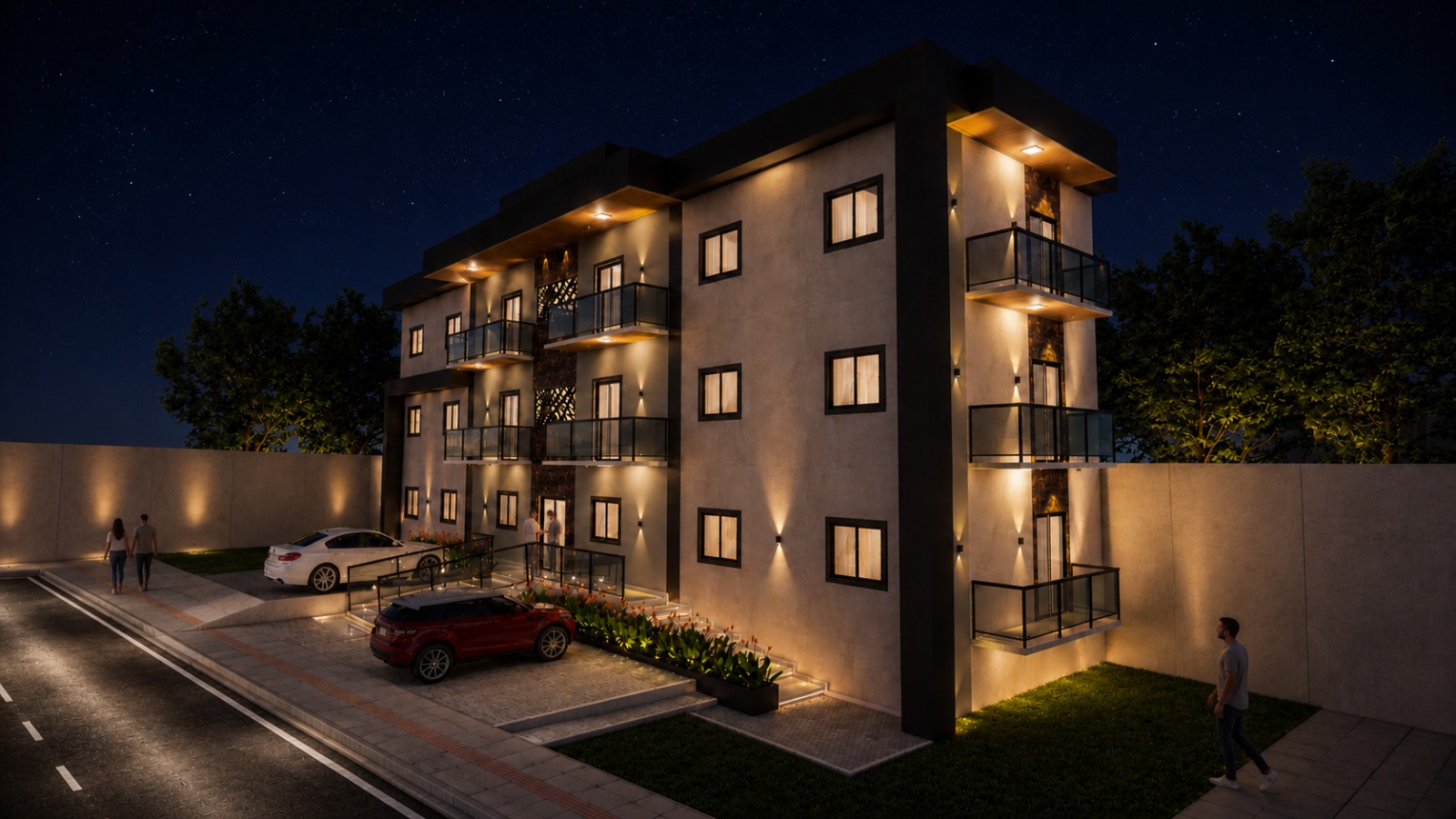 Fachada noturna