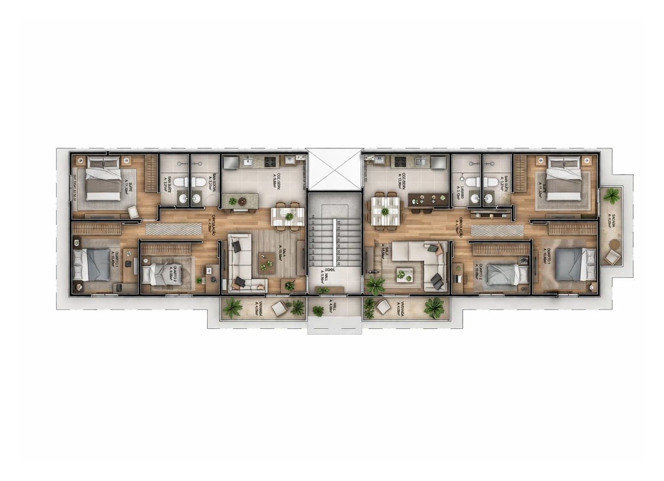 Planta humanizada do apartamento